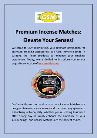 Premium Incense Matches -Elevate Your Senses