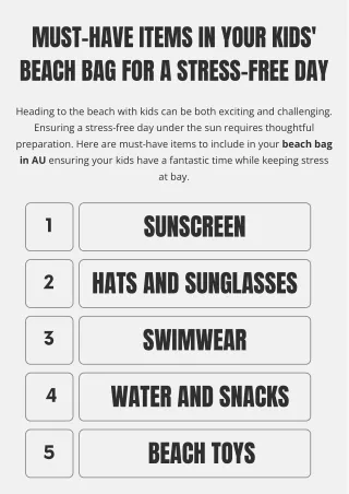 Must-Have Items  In Your Kids' Beach Bag For A Stress-Free Day