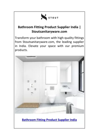 Bathroom Fitting Product Supplier India  Stoutsanitaryware.com