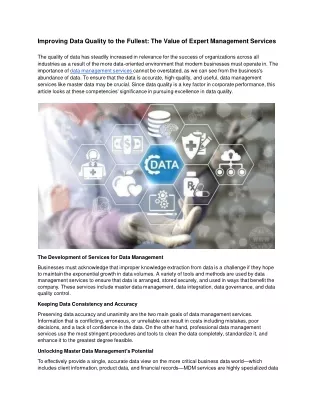 Improving Data Quality to the Fullest_ The Value of Expert Management Services