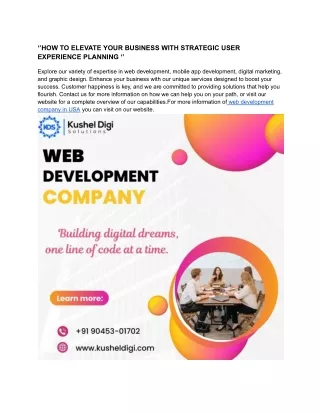 ‘’HOW TO ELEVATE YOUR BUSINESS WITH STRATEGIC USER EXPERIENCE PLANNING ‘’