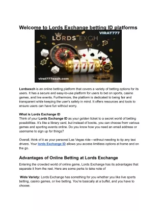 Lords exchange ID | Register now and earn money everyday by online betting id