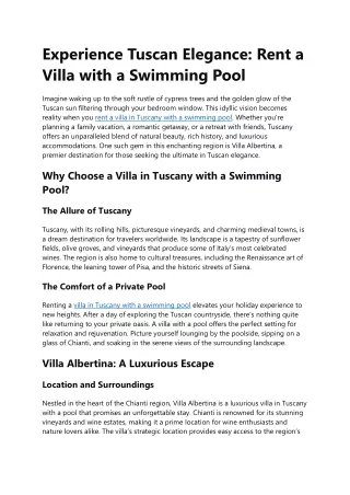 Rent a Villa with a Swimming Pool