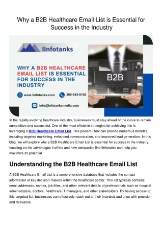 Why a B2B Healthcare Email List is Essential for Success in the Industry