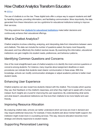 How Chatbot Analytics Transform Education