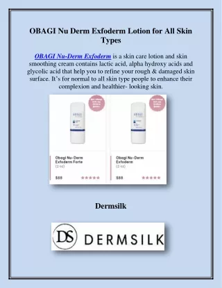 OBAGI Nu Derm Exfoderm Lotion for All Skin Types,  dermsilk