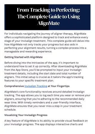From Tracking to Perfecting: The Complete Guide to Using AlignMate