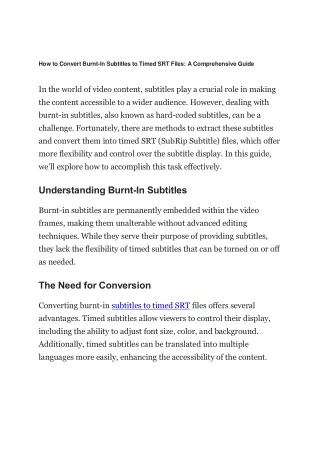 How to Convert Burnt-In Subtitles to Timed SRT Files A Comprehensive Guide