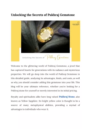 Unlocking the Secrets of Pukhraj Gemstones