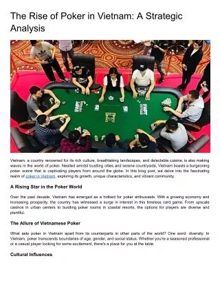 The Rise of Poker in Vietnam: A Strategic Analysis
