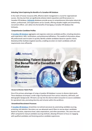 Unlocking Talent Exploring the Benefits of a Canadian HR Database