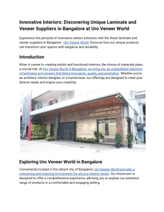 Innovative Interiors_ Discovering Unique Laminate and Veneer Suppliers in Bangalore at Uro Veneer World