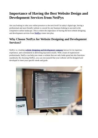 Importance of Having the Best Website Design and Development Services from NetPyx