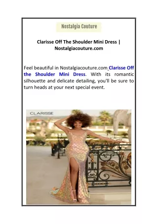 Clarisse Off The Shoulder Mini Dress  Nostalgiacouture.com