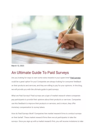 An Ultimate Guide To Paid Surveys