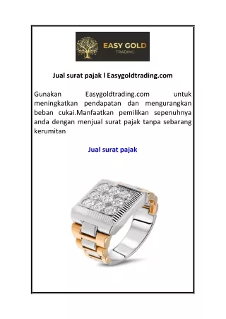 Jual surat pajak  Easygoldtrading.com