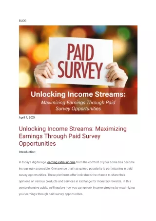 Unlocking Income Streams_ Maximizing Earnings Through Paid Survey Opportunities