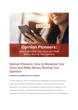 Opinion Pioneers_ How to Monetize Your Voice and Make Money Sharing Your Opinions