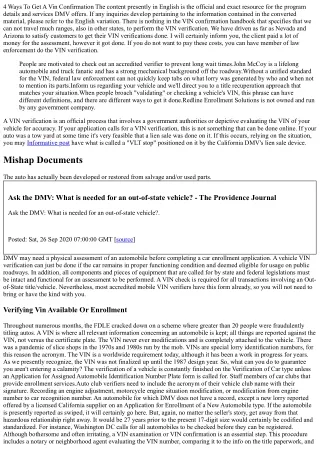 Need A Vin Verification? What Is A Vin Confirmation Or A Vin Verifier?