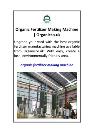 Organic Fertilizer Making Machine  Organicco.uk