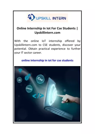 Online Internship In Iot For Cse Students  Upskillintern.com