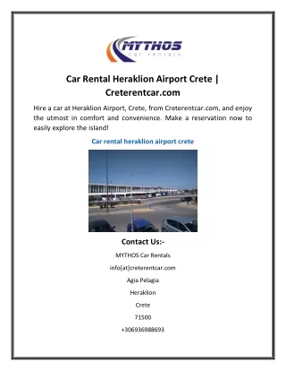 Car Rental Heraklion Airport Crete  Creterentcar