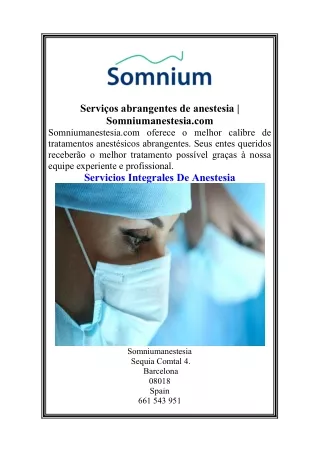 Serviços abrangentes de anestesia   Somniumanestesia.com