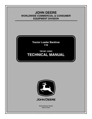 JOHN DEERE 110 TRACTOR LOADER BACKHOE Service Repair Manual Instant Download (TM1987)