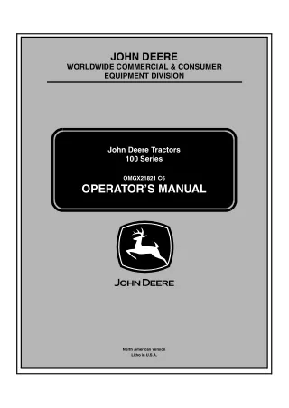 John Deere 115 Lawn Tractors Operator’s Manual Instant Download (PIN010001-) (Publication No.21821)