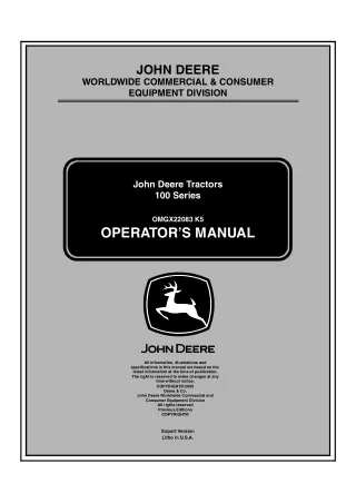 John Deere 115 Lawn Tractors Operator’s Manual Instant Download (PIN10001-) (Publication No.22083)