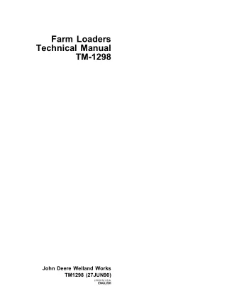 John Deere 158 Farm Loaders Service Repair Manual Instant Download (tm1298)