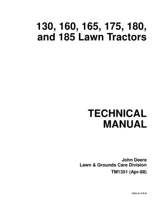 JOHN DEERE 160 LAWN GARDEN TRACTOR Service Repair Manual Instant Download (TM1351)