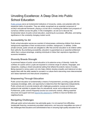 Unveiling Excellence: A Deep Dive into Public School Education