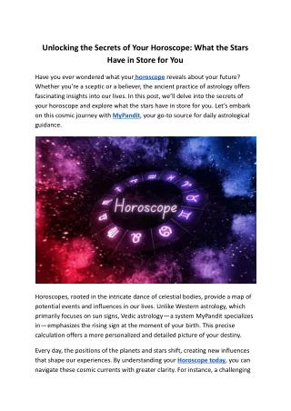 Unlocking the Secrets of Your Horoscope_ What the Stars Have in Store for You