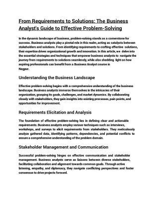 From Requirements to Solutions_ The Business Analyst's Guide to Effective Problem-Solving