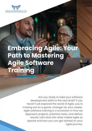 Embracing Agile Your Path to Mastering Agile Software Training