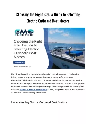 Choosing the Right Size_ A Guide to Selecting Electric Outboard Boat Motors