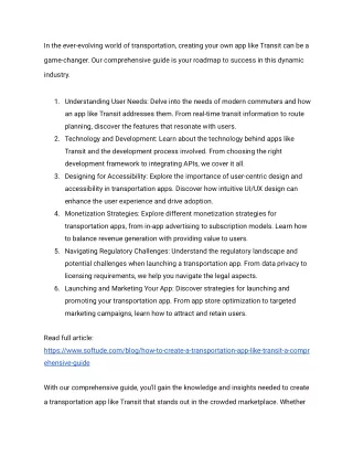From Idea to Implementation: How to Develop a Transportation App Similar to Transit