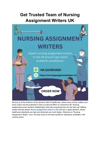 Get Trusted Team of Nursing Assignment Writers UK