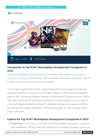Leading NFT Marketplace Development Companies for 2024