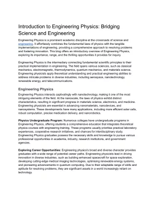 Introduction to Engineering Physics: Bridging Science and Engineering