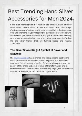 Best Trending Hand Silver Accessories for Men 2024