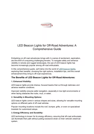 LED Beacon Lights for Off-Road Adventures: A Comprehensive Guide