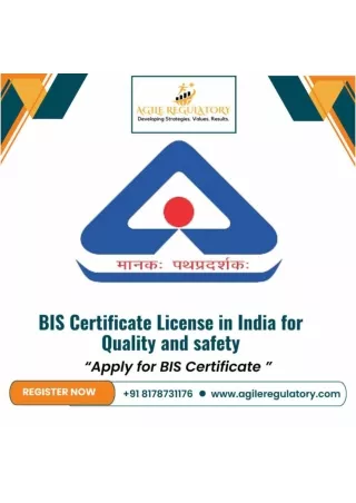 BIS Certificate License in India for Quality and safety