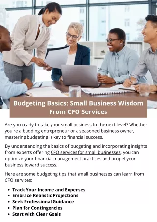 Budgeting Basics Small Business Wisdom From CFO Services