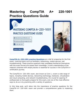 Mastering CompTIA A  220-1001 Practice Questions Guide