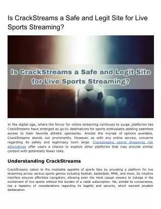 Is CrackStreams a Safe and Legit Site for Live Sports Streaming
