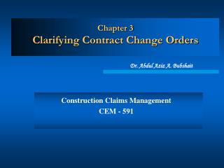 Chapter 3 Clarifying Contract Change Orders