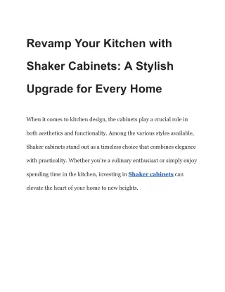 Revamp Your Kitchen with Shaker Cabinets_ A Stylish Upgrade for Every Home