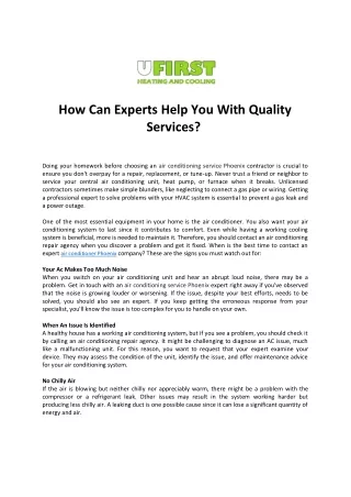 How Can Experts Help You With Quality Services